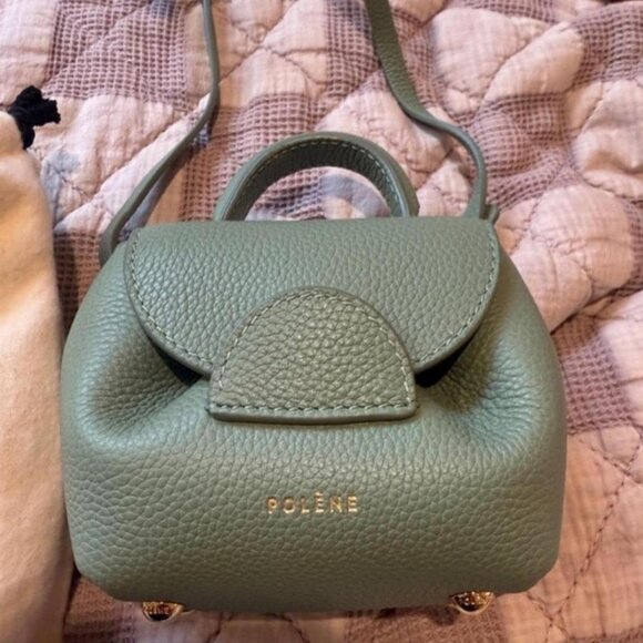 RARE LIMITED EDITION POLENE Sage Green Leather Crossbody Micro Bag